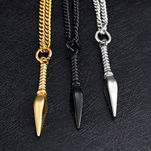 Gothic Spear Pendant Necklace Men Gold Black Silver Color Trendy New Chain Necklace For Men Punk Jewelry Gift Dropshipping