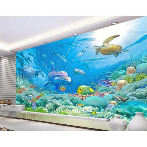 Custom photo designs 3d wall murals wallpaper picture Sea world coral fish landscape decor painting wallpapers for living room