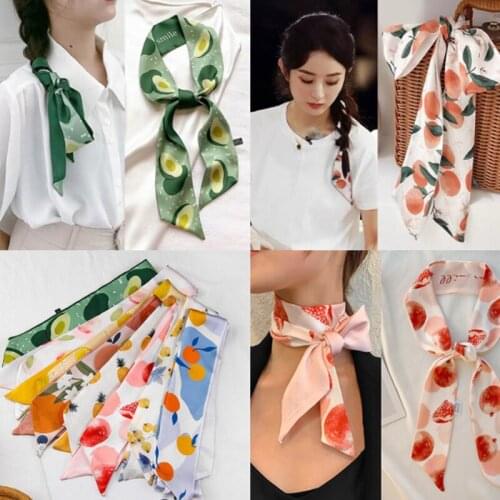 1PCS Retro Printing Letter Headband French Elegant Long Silk Scarf Accessories Bag Belt Beautiful Girl Turban Streamer Wholesale