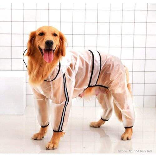 Pet Raincoat Puppy Four Feet Hooded Transparent Waterproof Teddy Large Dog Rain Out Clothes for Animals dog raincoat