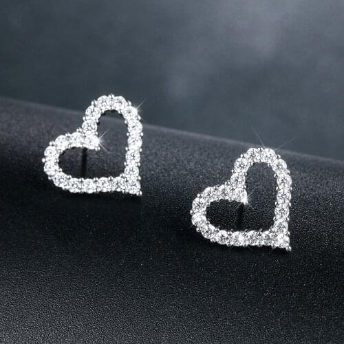 1 Pair Stud Earrings for Women 2021 New Style Fine Jwelery Heart Earrings Accessorie Zircon Love Gift For Friend Fashion Jwelery