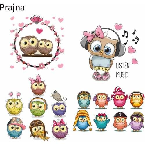 Prajna Heat Transfer Printed Patch Badges For Clothes Bag Decoration Cartoon Iron On Patches Animal Cloth Patches Stickers E