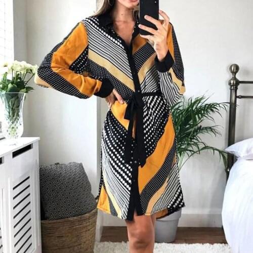 Spring Dot Print Patchwork Womens Shirt Dress Long Sleeve Lace Up Buttons Female Dresses 2021 New Irregular Hem Ladies Clothes