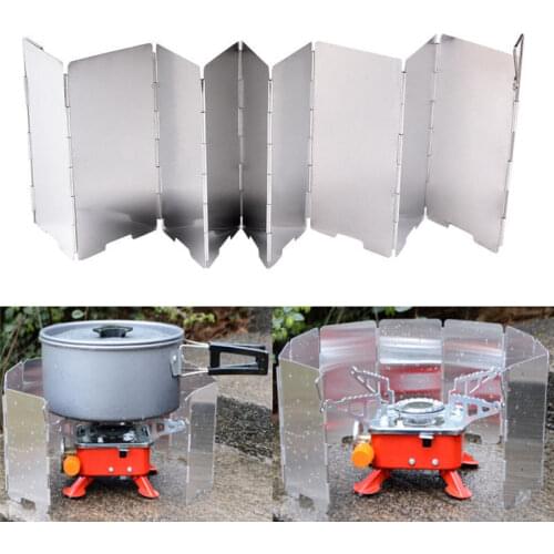 9 Plates Foldable Stove Windshield Outdoor Camping Burner Cooking BBQ Gas Stove Aluminium Windscreen Lightweight Equipment