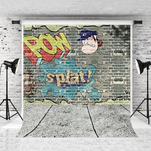 VinylBDS 10x10ft Graffiti Wall Photography Background Fundo Funny Wood Floor Studio Backgrounds