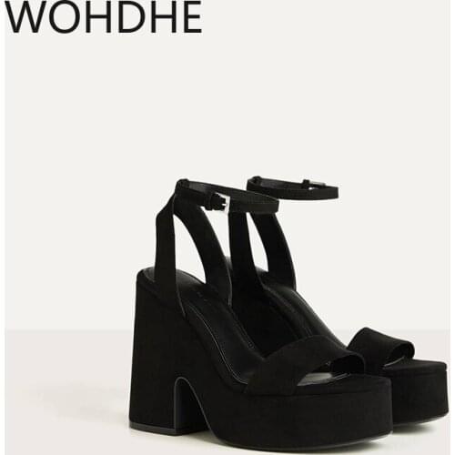 WOHDHE Wedges Shoes Summer New Thick-bottomed Fashion Casual Sandals Flat-bottomed Platform Block Heel Buckle Causal Sandals