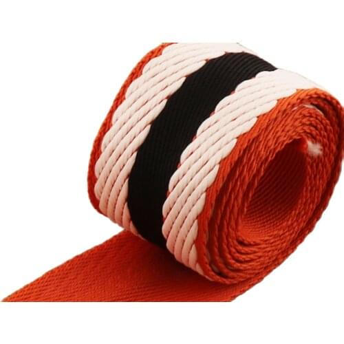 1 1/2"Jacquard Wbbing Belts Handle Black White Striped Orange Twill Webbing Bag Purse Straps Totes Camera Strap Webbing