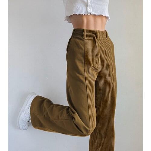 JMPRS Casual Corduroy Pants Women Vintage Patchwork Straight Aesthetic Baggy Trousers Harajuku High Waist Loose Female Stretwear