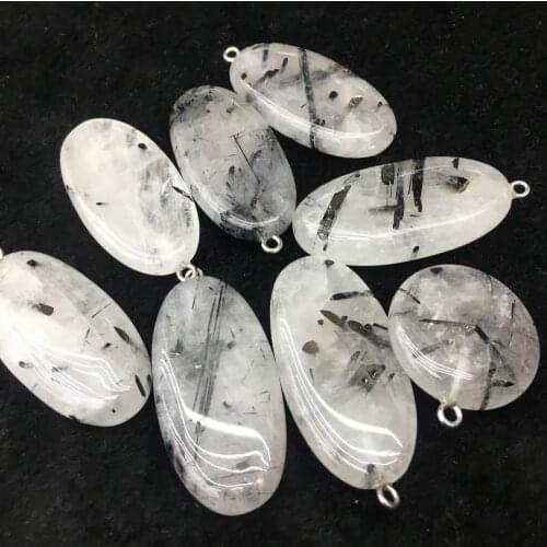 1pcs Natural Black Rutilated Quartz black tourmaline water-drop shape for pendant