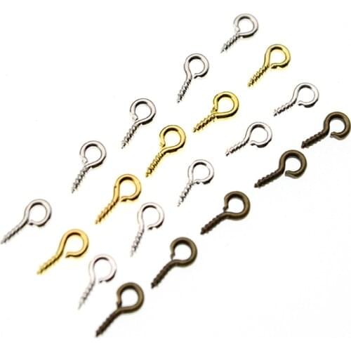 100pcs/lot Small Eye Screw Hooks Clasps Eye Pin For Pendant Silver Eyelet Hooks Fit Drilled Beads DIY Jewelry Making