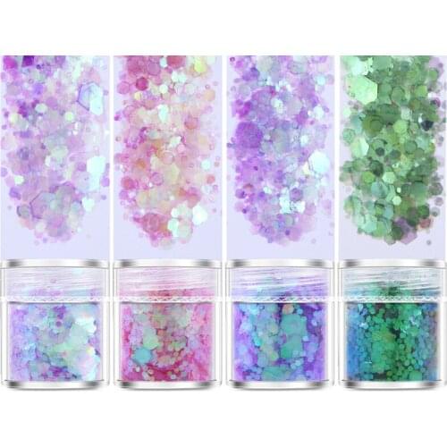 4pots Purple Pink Shell Sugar Broken Pieces Flashing Debris Material UV Epoxy Resin Mold Making Jewelry Filling Handmade Craft