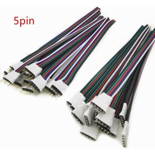 4pin 5pin LED RGB RGBW Strip Light Connector Male & Female plug socket connecting Cable Wire for 5050 RGB RGBW Led Strip light