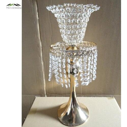 4PCS/LOT Metal Chrome Plated Candle Holders With Crystals 52CM/21'' Road Lead Stand Pillar Candlestick For Wedding Candelabra