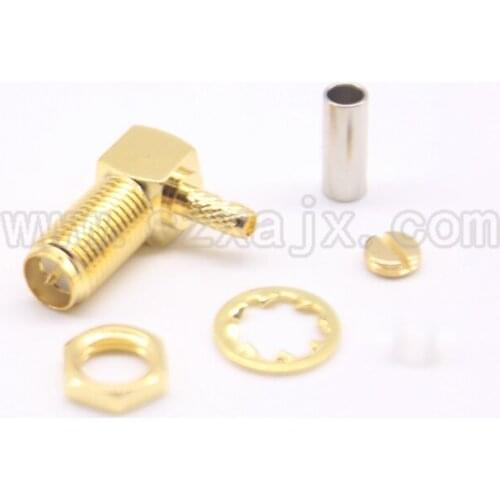 5PCS RP-SMA Female Right angle Crimp for RG316 RG174 LMR100 cable RF Coaxial Connector Free shipping