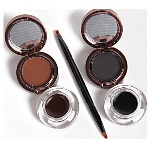 60sets Pro 4 in 1 Eye Makeup Set Gel Eyeliner Brown + Black Eyebrow Powder Make Up Waterproof DHL