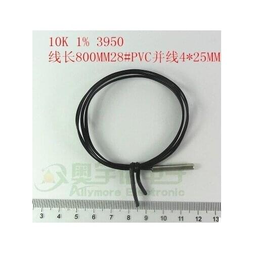Free ship~100pcs/lot 28 # PVC duoubling wire length 800mm NTC thermistor temperature sensor 4*25mm shell 10K 1% 3950