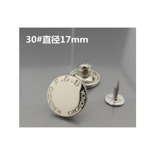 Free shipping 17mm silver metal demin jeans buttons good quality clothes pants buttons