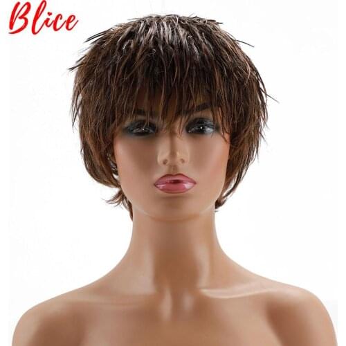 Blice Synthetic Hair Mix Color 2/30 Short Curly Wig For Women Free Shipping Heat Resistant Kanekalon Daily Party Cosplay Wigs