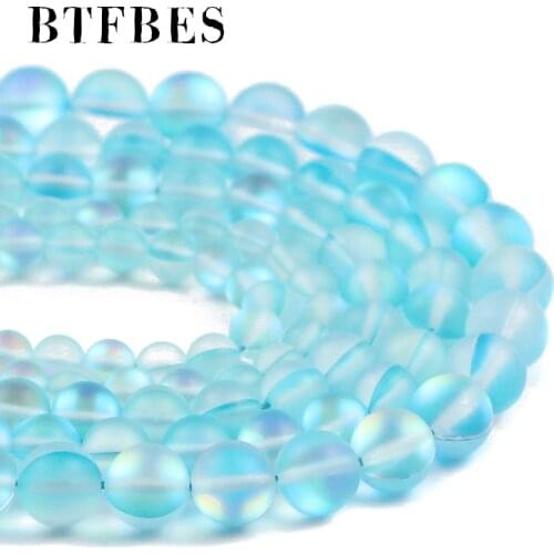 BTFBES Natural Round Frosted Matte lake blue Labradorite Loose Spacer Bead For Jewelry Making DIY Bracelet Necklace 15" 6/8/10mm