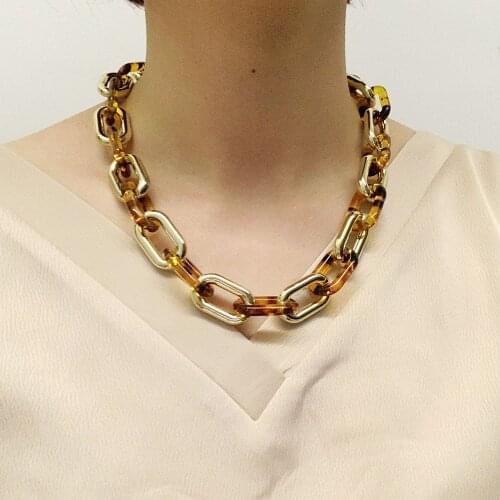 High Quality Punk Chain Necklace Set Ladies Personality Leopard Print Metal Hip Hop Twisted Large Thick Chain Necklace