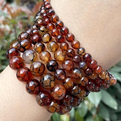 Black Line Red Dragon Veins Agates Stone Round Beads For Jewelry Making 6/8/10mm Spacer Loose Beads Diy Bracelet Necklace