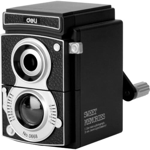 Deli 0668 Mechanical Pencil Sharpener Innovative Manual Pencil Sharpening Tool Camera Design School Stationery For Student