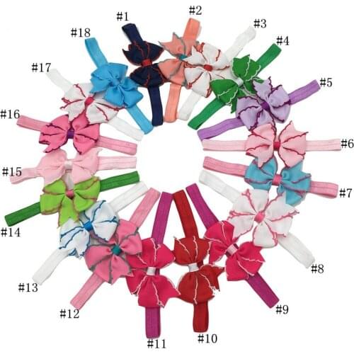 XIMA 18pcs Hair Bowknot Headbands Kids Hair Accessories Grosgrain Ribbon Bow Headband Hairbands