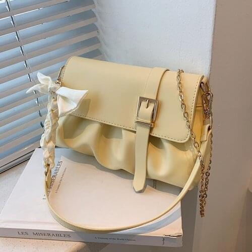 Underarm Bags Designer Shoulder Bag Female Handbag Purse Women Bag Simple Chain Pleated All--match Fashion 2021 New PU Leather