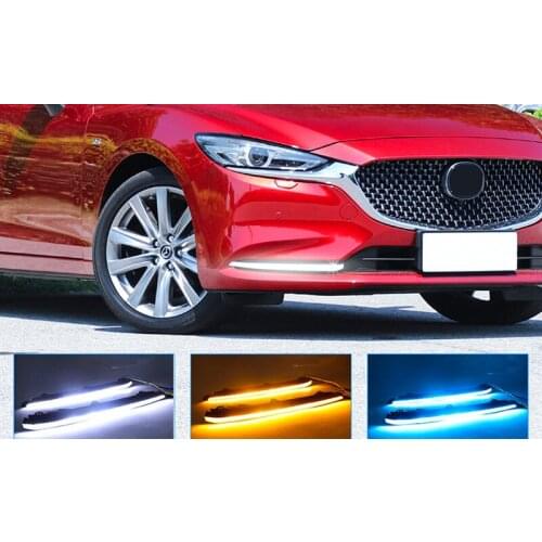Osmrk led drl daytime running light for Mazda atenza 2020 with moving yellow turn signal and blue night light