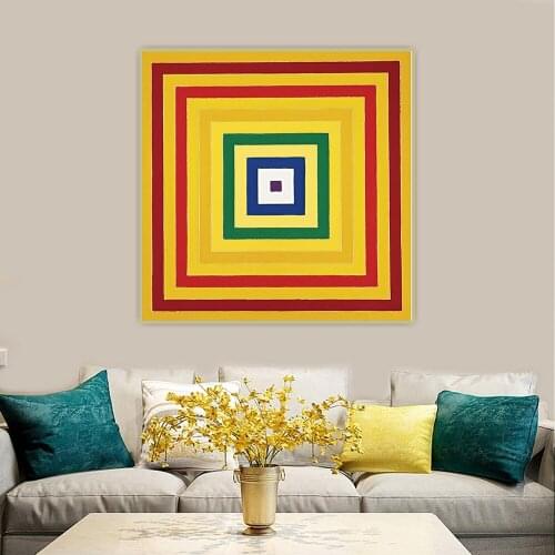 Frank Stella《Scramble Descending Yellow Values Ascending Spectrum》Minimalism Canvas Oil Painting Hanging Decorations Home Decor