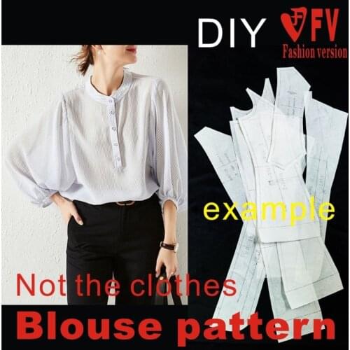 Shirt pattern womens stand-up collar lantern sleeve top sewing drawing 1:1 garment structure pattern BCY-150