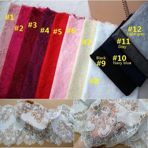 40cm Wide*3yard 12Colors Export Quality Cotton Comfortable Eyelash Lace Fabric Chantilly Lace Trimming Wedding Lace Trim X297