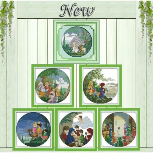Fairy tale forest castle love paintings counted print on canvas DMC 11CT 14CT Chinese Cross-Stitch kit embroidery needlework Set