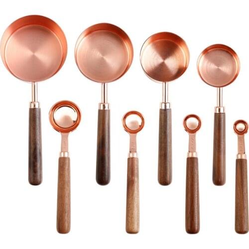 Creative Stainless Steel Measuring Spoons Set Copper Color Measuring Cups Kitchen Accessories Baking Tea Spoon Measuring Tools