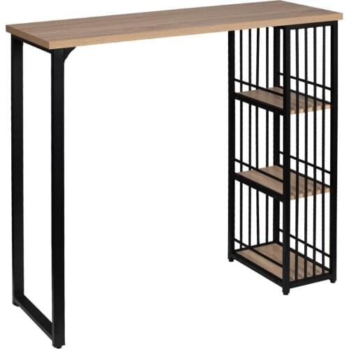 1PC Kitchen Bar Counter Table Bistro Table Breakfast Dining Coffee Table with 2-Tier Storage Rack Shelves for Beverage Display