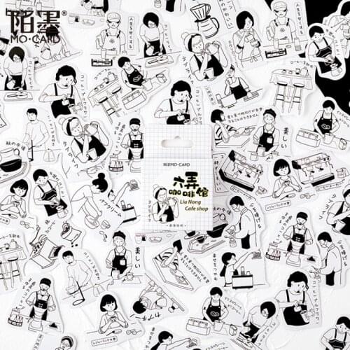 Mo.Card six cafe mini paper diary sticker Scrapbooking Decoration label 1 lot = 1 pack = 45 pcs