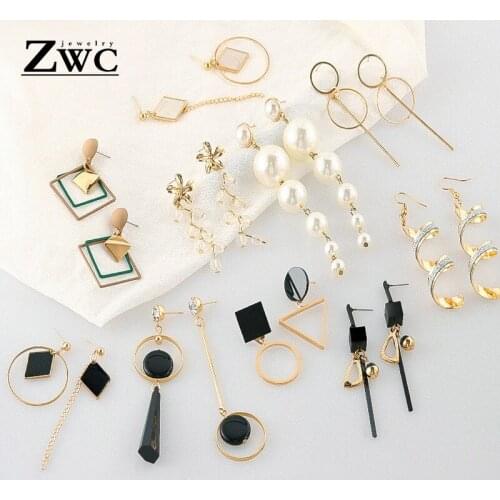 ZWC Fashion New Womens Acrylic Drop Earrings Hot Selling Long Metal Dangling Earrings Gift For Women Party Jewelry Brincos