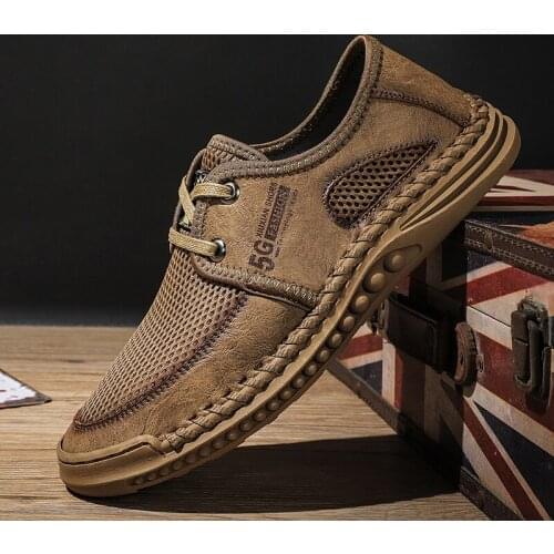 Male Comfy Drive Footwear Car Shoes Leather Office Business Dress Flat Loafer Breathable Mens Walking Shoes Men Outdoor Sneakers