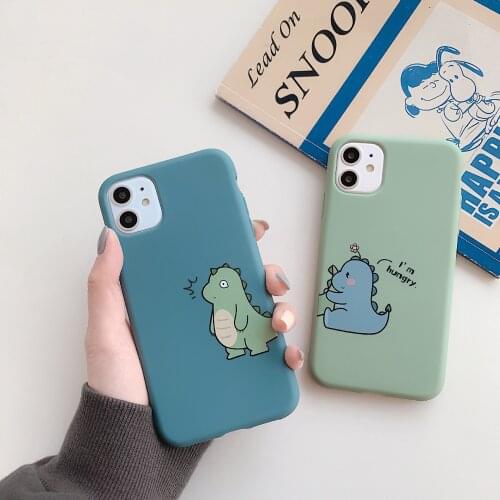 Cartoon dinosaur Lovers Case for iphone 12 Mini 11 Pro Max XR Xs X 8 7 6s Plus Soft Phone Cover