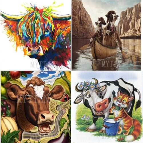 New arrival 5D Diy Full Square/round Diamond Embroidery cartoon Cow picture of rhinestone Cross Stitch Resin Diamond Painting