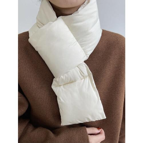 New Thicken Warm Down Cotton Padded Winter Scarf Women Korean Brief Solid High Street Bib False Collar