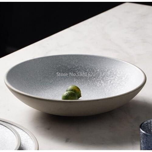 Original Designed Ceramic Noodle Bowl Single Big Shallow Bowl