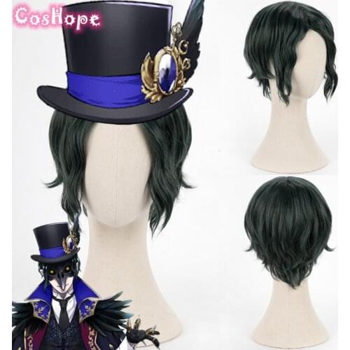 Dire Crowley Cosplay Wig Twisted Wonderland Cosplay Dark Green Wig Cosplay Anime Cosplay Wigs Heat Resistant Synthetic Wigs