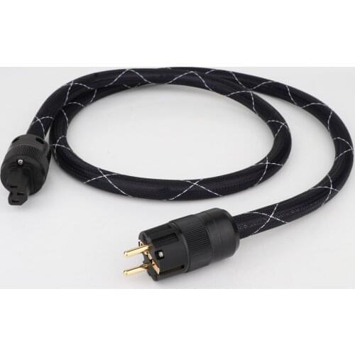 Preffair High Quality 8N Pure Copper D516 AC Power Cable Hifi Audio US/EU Power Cord with Gold Plated Plug P078E IEC Connector
