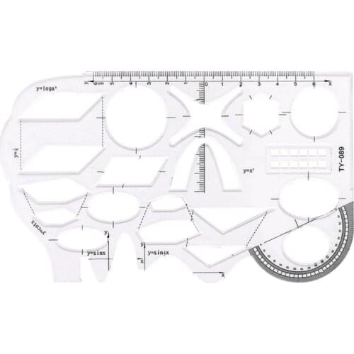Transparent Multifunctional Geometry Ruler Arc Corner Edge Design for School