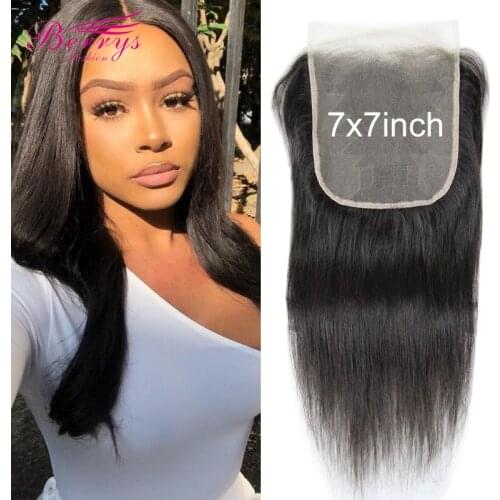 7x7 Lace Closure Straight Brazilian Hair Pre pluncked Transparent Lace Closure Unprocessed Human Hair Extensions Berrys Fashion
