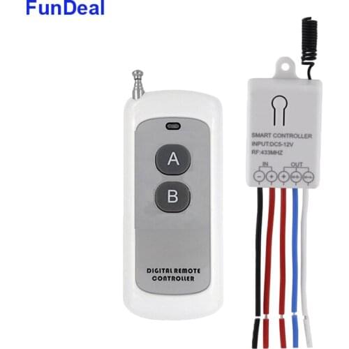 433MHz DC12V 2CH Relay Receiver And Transmitter，200M Wireless RF Remote Control Light Switch Motor Forward and Reverse Direction