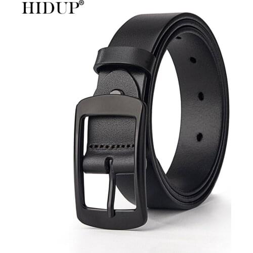 HIDUP Top Quality Cowhide Leather Belts Retro Design Styles Pin Buckle Alloy Belt Women Jeans Accessories 2.8cm Width NWJ934