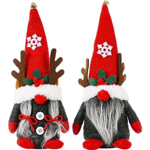 4 PCS Christmas Gnomes Decoration Plush Xmas Elf Doll with Reindeer Horns Ornaments Holidays Home Decor Kids Gifts Wholesale XB