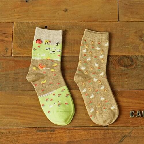 2 Pair/lot Animal Pattern Caramella Brand Lovely Fashion Cartoon Cotton Socks For Women Creative Cute Girls Female Mieas